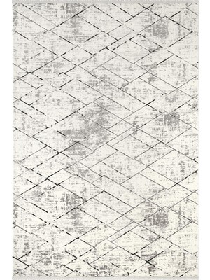 Karmen Halı Look Black LB007G Krem Halı Siyah Dekoratif Çizgili Modern Desen Akrilik Yumuşak Tozuaz Salon Halısı