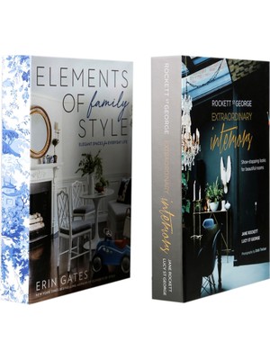 2'li Mavi Element/interios Dekoratif Kitap Kutu