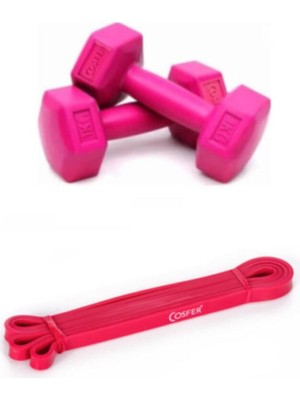 PremiumPort Pilates Egzersiz Seti 1 kg Dambıl ve Latex Direnç Bandı ile Güçli Antrenman