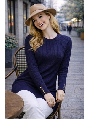 Kadın Merserize Saç Örgü Standart Tunik Kazak