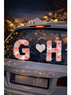 Bioren Gelin Arabası Süsü H Harfi – Papatyalı LED Harf Süsü (Kırmızı & Beyaz Işıklı)