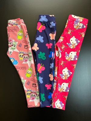 Bobsi Co Kız Çocuk Içi Şardonlu Tayt 3’lü Set – Pamuklu, Esnek ve Sıcak Tutan Baskılı Tayt Seti (2-10 Yaş)