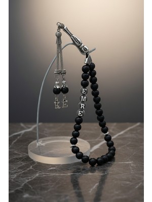 Mihra Takı Tasarım Kişiye Özel Isimli El Yapımı Parlak Oniks Taşı Tesbih – Doğal ve Şık Hediyelik