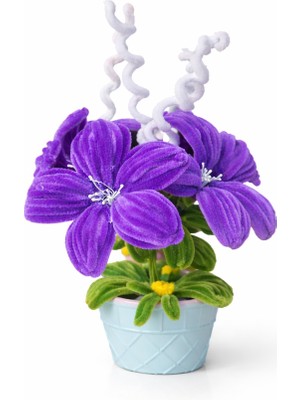 Akın Hediyelik Dekoratif Şönil Yapay Çiçek – Saksılı Mor Tasarım