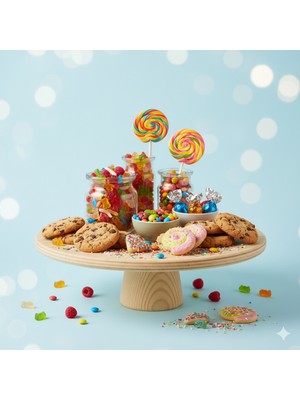 Ayrawood 25x9  cm Ahşap Kek Pasta Sunum kahvaltı sunum