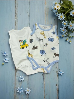 Kolsuz Ikili Bebek Çıtçıtlı Body - RYZEB005 - Mavi - 6 - 9 Ay Mavi