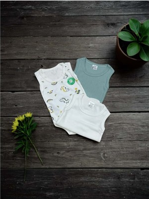 Kolsuz Üçlü Bebek Çıtçıtlı Body - RYZEB004 - Mint Yeşili - 6 - 9 Ay Mint Yeşili