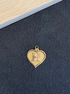 Aida Jewelss 14 Ayar Altın Harfli Kolye Ucu Kalp Modeli H Harfi Altın Kolye Ucu