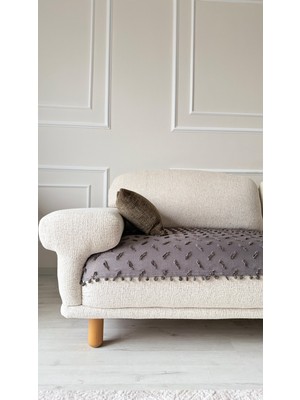 Hisar Home Bohem Çizgili Ponponlu Koltuk Kanepe Çekyat Örtüsü 90X200