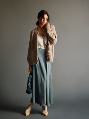 Lc Waikiki Yeni Sezon Beli Fermuarlı Saten Kadın Etek