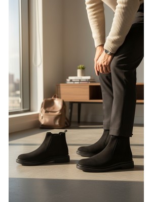 Enoch Hakiki Deri Fermuarsız Lastikli Chelsea Erkek Bot