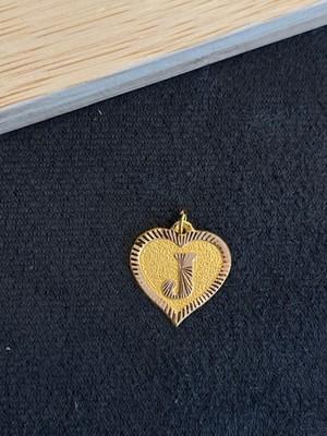 Aida Jewelss 14 Ayar Altın Harfli Kolye Ucu Kalp Modeli J Harfi Altın Kolye Ucu