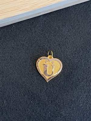 Aida Jewelss 14 Ayar Altın Harfli Kolye Ucu Kalp Modeli Ü Harfi Altın Kolye Ucu
