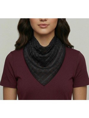 Kadın Kare Fular Eşarp - Ince Dokulu Modern Ekose 50*50