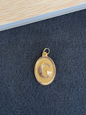 Aida Jewelss 14 Ayar Altın Harfli Kolye Ucu Klasik Model G Harfi Altın Kolye Ucu