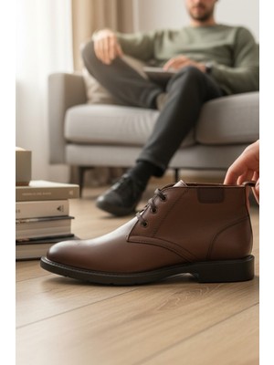 Enoch Hakiki Deri Klasik Bağcıklı Erkek Bot