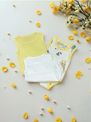 Kolsuz Üçlü Bebek Çıtçıtlı Body - RYZEB004 - Sarı - 9 - 12 Ay Sarı
