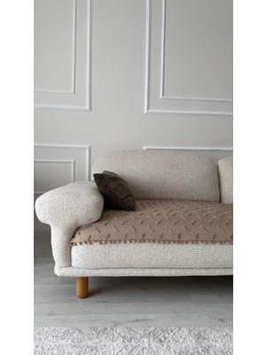 Hisar Home Bohem Çizgili Ponponlu Koltuk Kanepe Çekyat Örtüsü 90X200