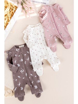 Babymod Üçlü 100% Pamuk Kız Bebek Tulum