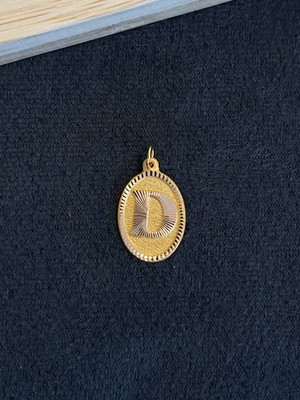 Aida Jewelss 14 Ayar Altın Harfli Kolye Ucu Klasik Model D Harfi Altın Kolye Ucu
