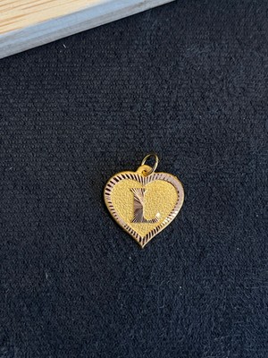 Aida Jewelss 14 Ayar Altın Harfli Kolye Ucu Kalp Modeli L Harfi Altın Kolye Ucu