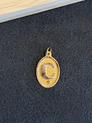 Aida Jewelss 14 Ayar Altın Harfli Kolye Ucu Klasik Model Ç Harfi Altın Kolye Ucu
