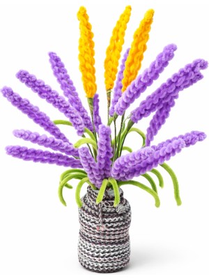 Akın Hediyelik Dekoratif Şönil Yapay Çiçek – Mor & Sarı Canlı Tasarım