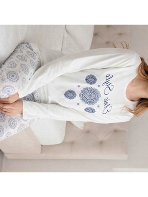 Enisa Etnik Desen Pamuklu Pijama Takımı