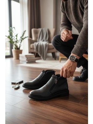Enoch Hakiki Deri Yan Fermuarlı ve Dolgulu Bilek Destekli Erkek Bot