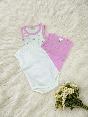 Kolsuz Üçlü Bebek Çıtçıtlı Body - RYZEB004 - Pembe - 0 - 3 Ay Pembe