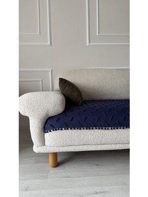 Hisar Home Bohem Çizgili Ponponlu Koltuk Kanepe Çekyat Örtüsü 90X200