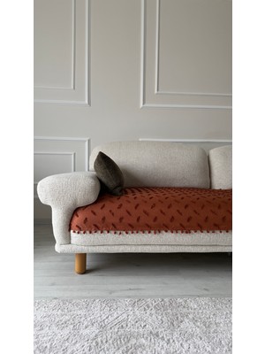 Hisar Home Bohem Çizgili Ponponlu Koltuk Kanepe Çekyat Örtüsü 90X200