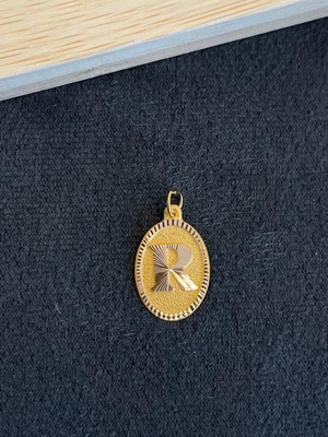 Aida Jewelss 14 Ayar Altın Harfli Kolye Ucu Klasik Model R Harfi Altın Kolye Ucu