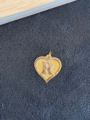 Aida Jewelss 14 Ayar Altın Harfli Kolye Ucu Kalp Modeli R Harfi Altın Kolye Ucu