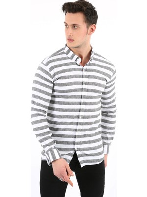 buğrahayalin Erkek Günlük Çizgili Full Likralı Gömlek