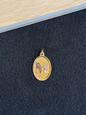 Aida Jewelss 14 Ayar Altın Harfli Kolye Ucu Klasik Model M Harfi Altın Kolye Ucu