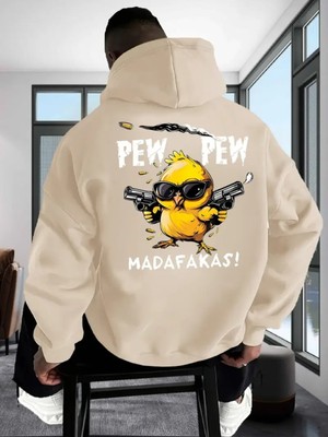 LAYORA Erkek Casual Kapüşonlu Sweatshirt "pew Pew Madafakas!" Grafik Baskı