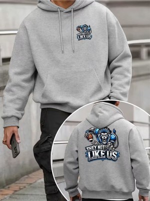 LAYORA Erkek Moda Yaratıcı Tasarım Baskılı Sporlu Günlük Çok Amaçlı Uzun Kollu Bol Kapüşonlu Sweatshirt