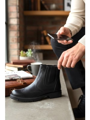 Enoch Hakiki Deri Lastik Detaylı Dokulu Chelsea Erkek Bot