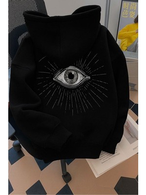 LAYORA Göz Grafikli Arka Baskılı, Uzun Kollu, Günlük ve Resmi Kombinler Için Kapüşonlu Sweatshirt