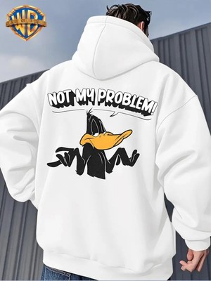 LAYORA Çift Taraflı Baskılı Erkekler Için Rahat Gevşek Ayarlanabilir Kapüşonlu Sweatshirt