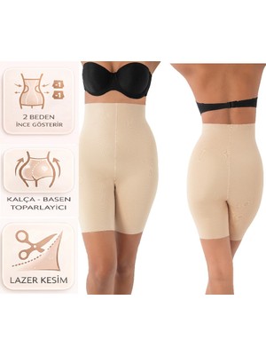 bipamuk Kadın Lazer Kesim Paçalı Korse Basen Bacak Toparlayıcı 2 Beden İnce Gösterir