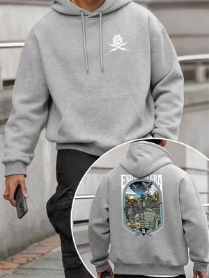 LAYORA Erkek Moda Yaratıcı Tasarım Baskılı Sporlu Günlük Çok Amaçlı Uzun Kollu Bol Kapüşonlu Sweatshirt