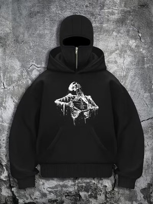 LAYORA Kadınlar Için Gotik Yarış Grafik Baskılı Kapüşonlu Sweatshirt