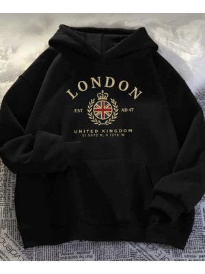 LAYORA Baskılı Oversize Unısex Kapüşonlu Sweatshirt