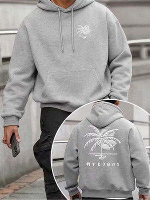 LAYORA Erkek Moda Yaratıcı Tasarım Baskılı Sporlu Günlük Çok Amaçlı Uzun Kollu Bol Kapüşonlu Sweatshirt