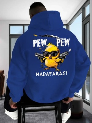 LAYORA Erkek Casual Kapüşonlu Sweatshirt "pew Pew Madafakas!" Grafik Baskı