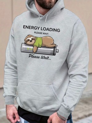 LAYORA Enerji Yükleyici Grafik Kapüşonlu, 3 Iplik Rahat Kazak