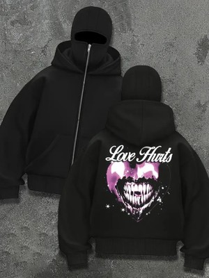 LAYORA Kar Maskeli Ninja Unisex Polar Sweatshirt – Kalın 3 Iplik – Kışlık Rahat Tarz