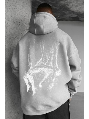 LAYORA Oversize Kapüşonlu Sweatshirt – Sırt Tarafında Soyut Sanat Deseni